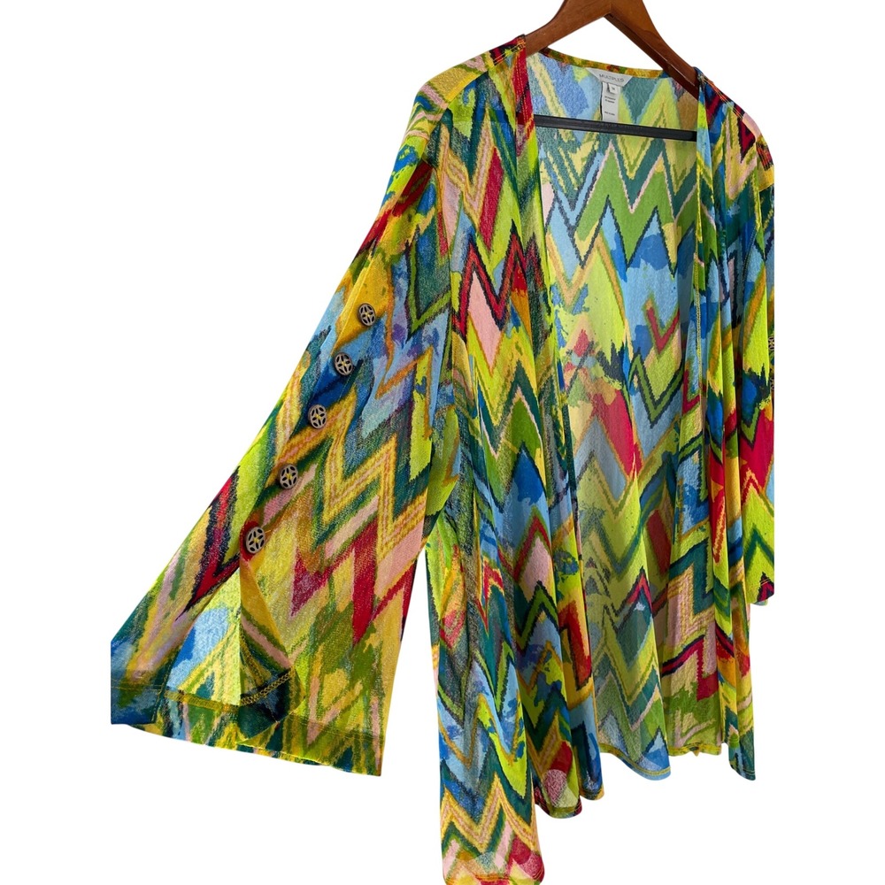 Multiples Open Front Cardigan Womensβ 3X Artsy Boho Statement Travel Resort NEW